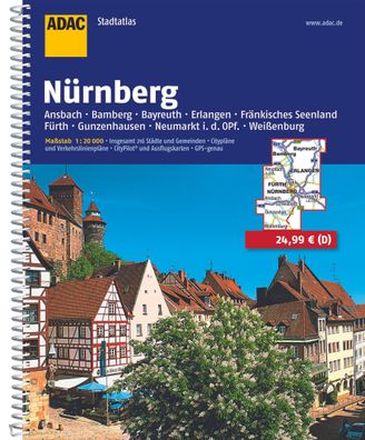 ADAC StadtAtlas Nürnberg 1:20 000 mit Ansbach, Bamberg, Bayreuth, Erlangen,