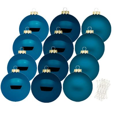 Weihnachtskugeln Deep Blue 12 Stk 8cm + Haken