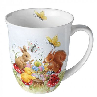 Kaffeebecher Ostereier bemalen, Eichhörnchen, Hase, Marienkäfer, Entchen Ostern Tiere