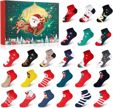 24 Paare Weihnachten Socken Damen Adventskalender Geschenkset