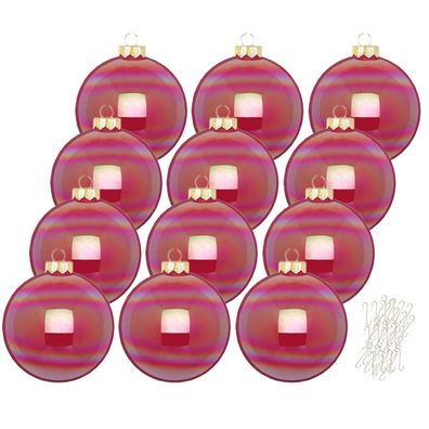 Weihnachtskugeln Dazzling Flamingo 12 Stk 8cm + Haken