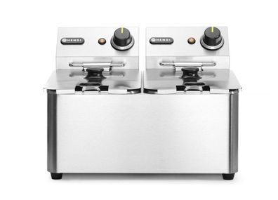 Hendi Fritteuse Kitchen Line mit 2x4 Liter 6000W aus Edelstahl