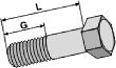 Sechskantschraube mit Feingewinde - M12x1,25 Länge 25/40 mm - 12.9