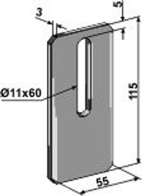 Stahlabstreifer / Abstreiferblech für Packerwalze, Gr. 55 x 115 x 3 mm