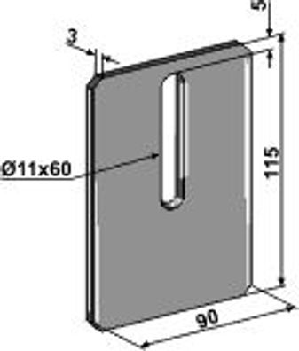 Stahlabstreifer / Abstreiferblech für Packerwalze, Gr. 115 x 90 x 3 mm