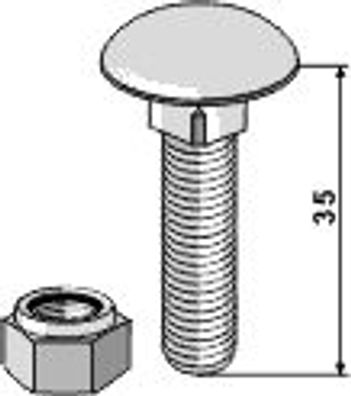 Flachrundschrauben selbstsichernder Mutter M10 x 1,5 x 35 - 8.8 VPE a 100 Stück