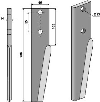 RH 07 DER - Kreiseleggenzinken, Ausführung links u. rechts verwendbar