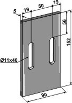 Stahlabstreifer / Abstreiferblech für Packerwalze, Gr. 90 x 152 x 5 mm