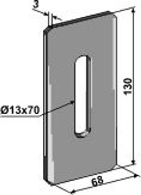 Stahlabstreifer / Abstreiferblech für Packerwalze, Gr. 68 x 130 x 3 mm