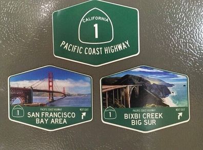 Kühlschrank Magnet Set Pacific Coast Hwy Big Sur Golden Gate 9x7cm Magnetschild