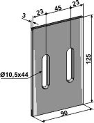 Stahlabstreifer / Abstreiferblech für Packerwalze, Gr. 90 x 125 x 3 mm