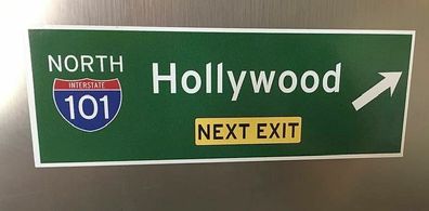 Kühlschrank Magnet: Hollywood next EXIT 14x5 cm Magnetschild Cooler Fridge