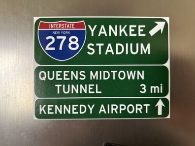 Kühlschrank Magnet New York Queens Bronx Yankee Stadium Interstate 278 -10x7,5cm