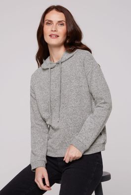 SOCCX Basic Hoodie aus Flauschstrick in Grey Melange