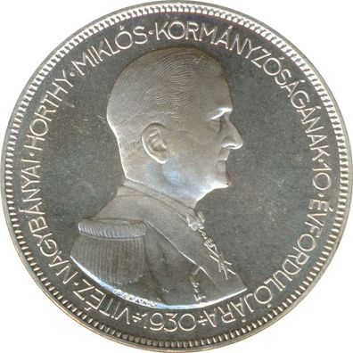 Ungarn 5 Pengö 1930 Admiral Horthy Silber*