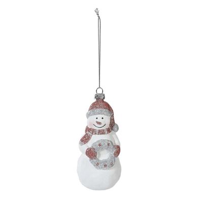 Christbaumschmuck Schneemann Kunststoff 14,5cm Rosa-Mix