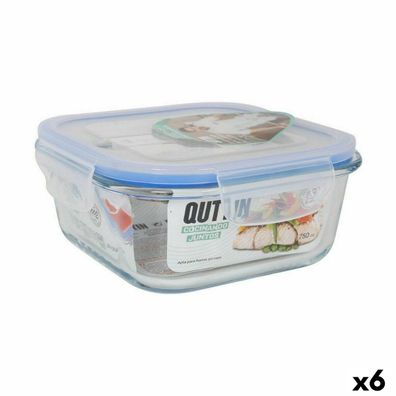 Viereckige Lunchbox mit Deckel Quttin Durchsichtig 750 ml 16 x 16 x 7 cm (6 Stück)