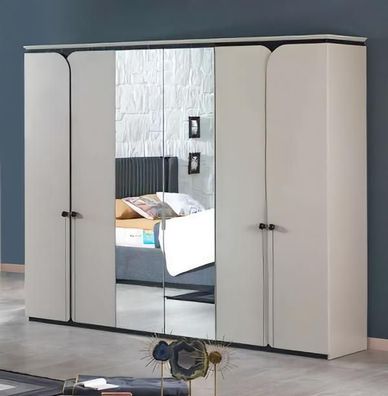 Kleiderschrank Spiegelschrank 6 Türiger Schrank Schränke Schlafzimmer Möbel