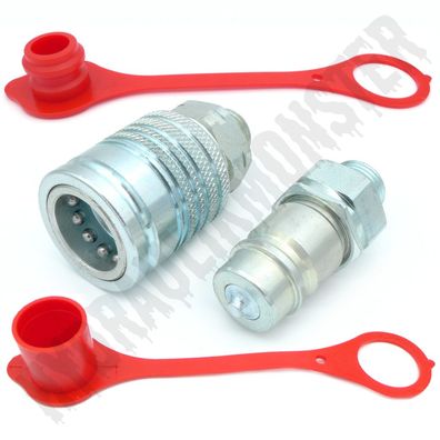 Hydraulik Kupplung BG3 Set 12L Stecker + Muffe + Schutzkappe Baugröße 3 SVK steck Rot