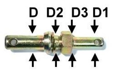 Unterlenker-Stufenbolzen mit Gewinde Kat. 1/2 190 mm M 24 x 1,5 mm
