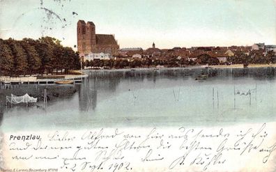 Prenzlau Marienkirche, Boote, Brandenburg Postkarte 1902