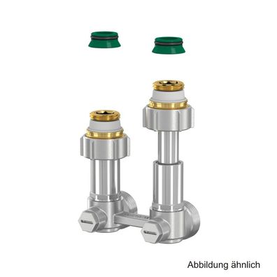 Simplex Zweirohr-Hahnblock ET/50 Eck Ausgleichsteleskop, 3/4"-AG, mit Kon/Nip