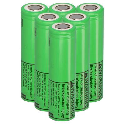 6x LG INR18650-MJ1 3,7V 3500mAh 10A unprotected flat Top