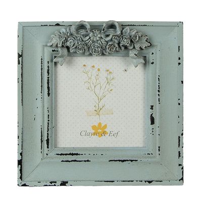 Clayre & Eef Bilderrahmen 10x10 cm Grün MDF Rechteck Blumen