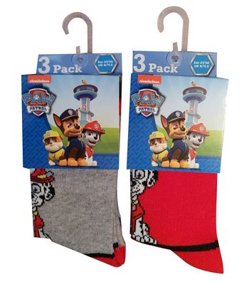 Paw Patrol Socken Chase, Marshall & Rubble 6er Pack für Jungen