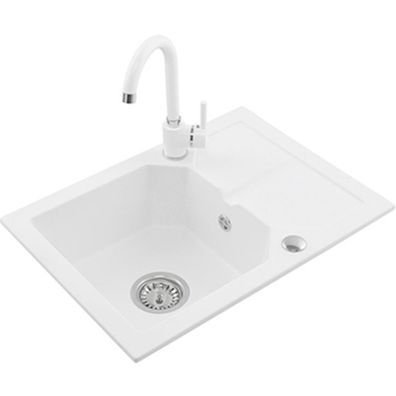 Granit Küchenspüle Spüle Einbauspüle weiß 600x435mm Farbauswahl + Armatur