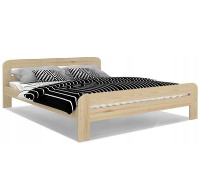 Holzbett Bett Doppel Sonoma Lattenrost Bettgestell MDF Matratze Kaltschaum Natur