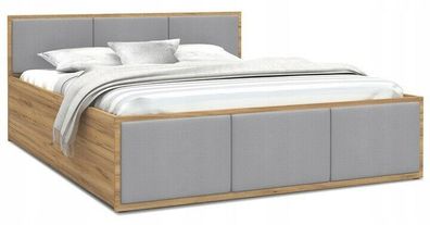 Bett mit Lattenrost Jugendbett Doppelbett Hellgrau-eiche 120 / 140 / 160 / 180