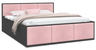 Bett mit Lattenrost Jugendbett Doppelbett Grau-Rosa 120 / 140 / 160 / 180 cm