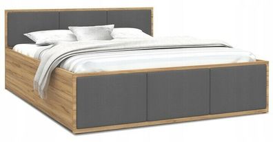 Bett mit Lattenrost Jugendbett Doppelbett eiche-grau 120 / 140 / 160 / 180 cm