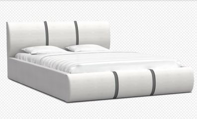 Bett mit Lattenrost Jugendbett Doppelbett gepolsterte Fusion Velours Weiss