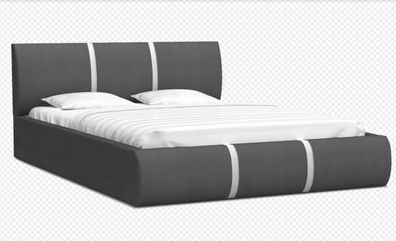 Bett mit Lattenrost Jugendbett Doppelbett gepolsterte Fusion Velours Graphit