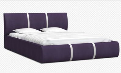 Bett mit Lattenrost Jugendbett Doppelbett gepolsterte Fusion Velours Violett