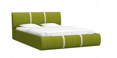 Bett mit Lattenrost Jugendbett Doppelbett gepolsterte Fusion Velours Limette