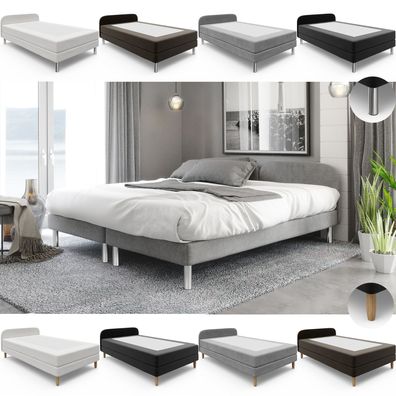 Doppelbett HOT 2 Polsterbett Bett Metall/ Holzfüße mit Bonell/ Pocketmatratze