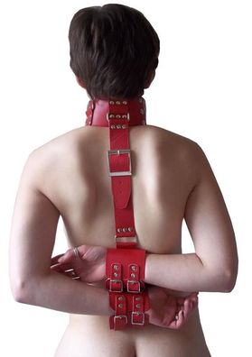 Leder Bondage Hals Handfesseln rot