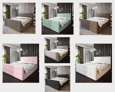 Polsterbett Boxspringbett Doppelbett 2 Bettkästen mit Matratze MILANO1