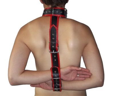 Leder Profi Bondage Hals Handfesseln rot