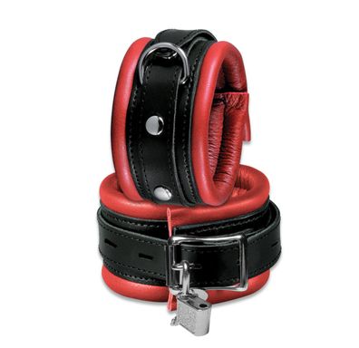 Leder Bondage Handfesseln gepolstert rot