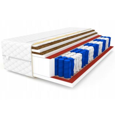 Matratze 140x200 Taschenfederkern 7 Zonen DOUBLE 2xKokos H3 24 cm Bett Matratzen