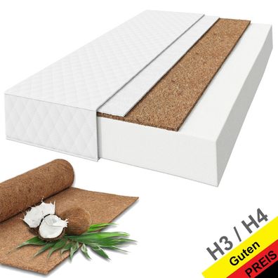Matratze Kaltschaum Kokos 12cm H4 / H3 Premium 180cm Länge