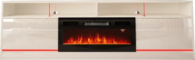 TV-Lowboard LED-Flammenbeleuchtung mit Elektrokamin TV-Schrank 200 cm