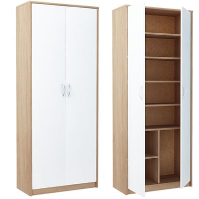 Mehrzweckschrank Kommode Kleiderschrank Hochschrank 180cm Sonoma Weiss