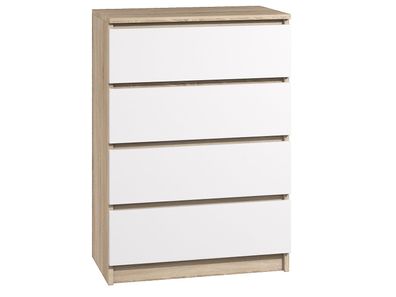 Kommode mit 4 Schubladen Sideboard Sonoma weiß Anrichte holz