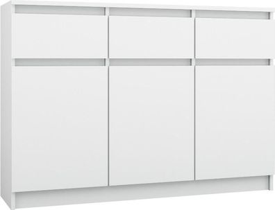 Kommode mit 3 Schubladen 3 Schränke 120cm Klamotenschrank Sideboard Anrichte hol