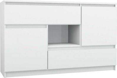 Kommode mit 2 Schubladen 2 Schränke 140cm Klamotenschrank Sideboard Anrichte hol